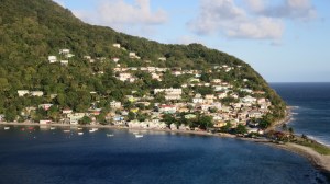 The village we live in, Scott's Head. Our roof is a red one, very close to the right edge, just above the dense concentration of houses.