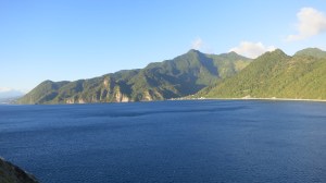 Looking across the crater we live in. The far ridge is the other side, the near ridge was formed after the explosion.