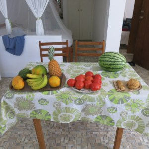 The bounty of the local farmer's market brought back home