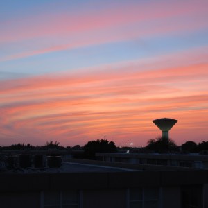 Sunset with the municipal water town in Boynton Beach