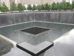 9/11 Memorial. This giant fountain is the footprint of one of the twin towers. It was a moving tasteful memorial.