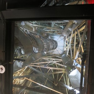 Looking up under the skirts of Lady Liberty, you can see her support "hose" and the spiral staircase that leads up to the crown.