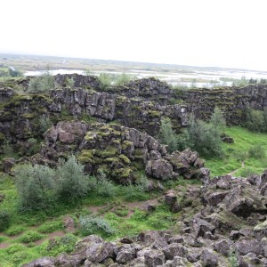 Thingvellir National Park. This is thought to be the site of the Parliament meeting that began in 930. They seemed to use the space between the cliffs to gather with one speaker at a time elevated on a rock outcrop.