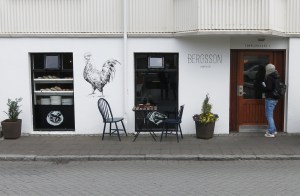 Where we had lunch one day. Note the summer attire on the local going in (it's August). We found many cafes served you food and expected you to pay at the counter after your meal, telling them what you ate. It seemed to be an honor system.