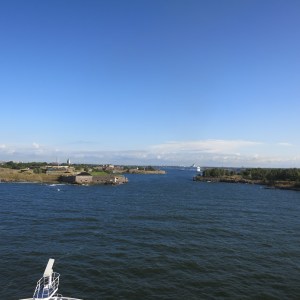 Now it is our turn to go through. Note the boat ahead of us making a hard turn--the channel can be like a maze.