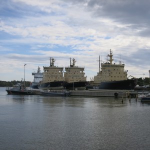 Five icebreakers waiting for winter. Helsinki, Finland. 
