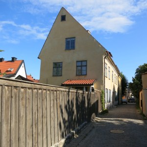 Visby, Gotland. Many houses here have asymmetrical rooflines.
