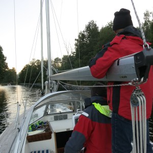 Passing through the narrow Baggenstäket channel near Stockholm, it is less than 20 meters wide here!
