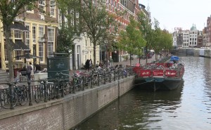 Floating bicycle parking in Amsterdam. It was rare to see unused bike parking in the city.