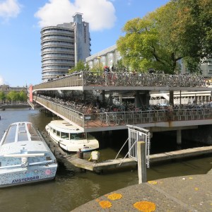 Bicycle parking near the center of Amsterdam. This parking "garage" had four stories and extends a long way from where we took this picture. As you can see, it was very full.