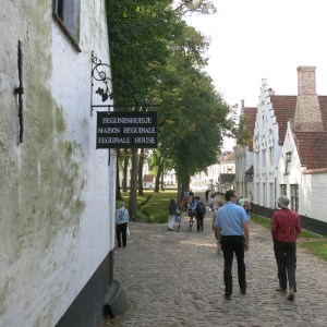 Peter and Megan walking into Begijnenhuisje. Like in Amsterdam, Bruges also has a community just for religious women but not as isolated as a convent.