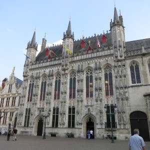 City Hall is an impressive building off a square in Bruges.