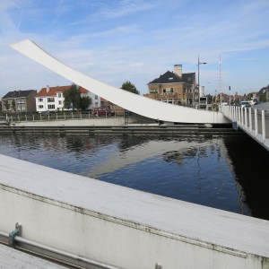 We biked by this in Bruges. The bridge lifts when the counterbalanced arms rock.