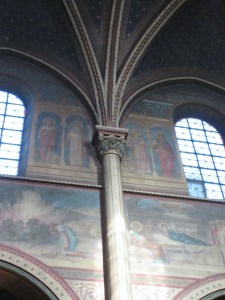 Painted walls inside Saint-Germain-des-Prés Church.