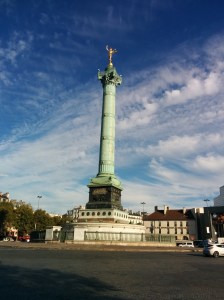 This traffic circle and statue stands at the location of the Bastille Fortress/Prison, that was torn down at the end of the French Revolution by the revolutionaries.