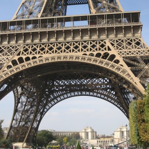Eiffel Tower. Up close, Megan thought it was surprisingly ugly, except for this arched filigree.