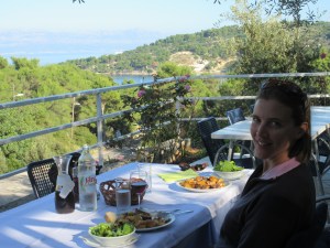 We found one restaurant open near Rogač on the island of Šolta. We were the only guests but were just in time to eat what the family had prepared for their lunch: a traditional peka, which is cooked under a bell surrounded by hot embers.