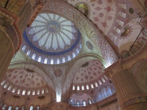 Inside the Blue Mosque.