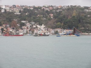 Fishing boats and seagulls in the Bosphorus.