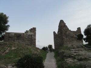One of the original gates into Halicarnassus. When Alexander the Great attacked in 334 BC, a fierce battle ensued here. Note Megan standing in the entrance.