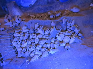 A ship wrecked in the 14th century BC leaving amphora and ingots of copper and tin. It took 22,000 dives over 11 years to excavate the site, recreated here in the superb Museum of Underwater Archaeology.