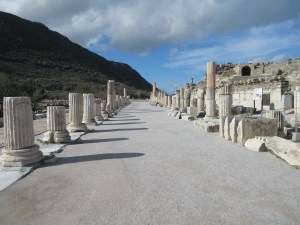 A wooden roof would have sat on these columns, shading pedestrians.