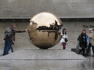 A kinetic sculpture rotating on the Trinity College Campus.