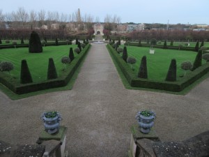 Formal English garden outside the Museum of Modern Art.
